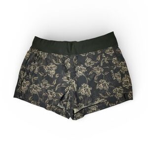 Athleta Shorts Women 18 Trekkie North Draw String Green Floral Print Outdoor